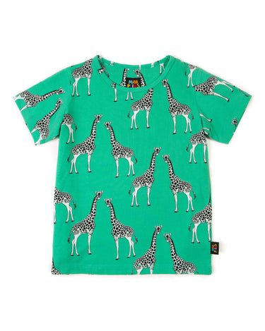 Kids' Green Giraffe Print T-shirt